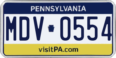 PA license plate MDV0554