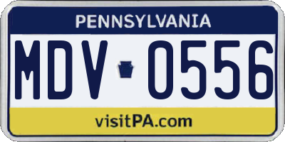 PA license plate MDV0556