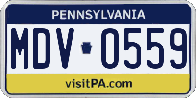 PA license plate MDV0559