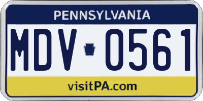 PA license plate MDV0561