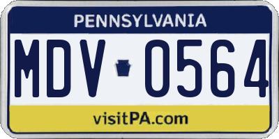 PA license plate MDV0564