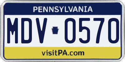 PA license plate MDV0570