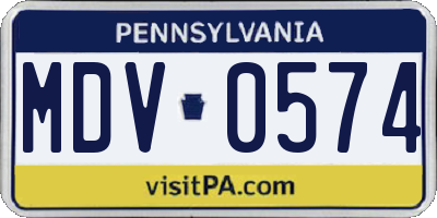 PA license plate MDV0574