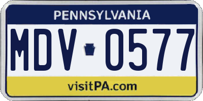 PA license plate MDV0577