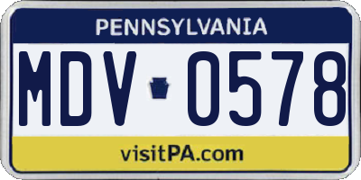 PA license plate MDV0578