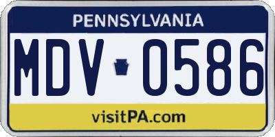 PA license plate MDV0586