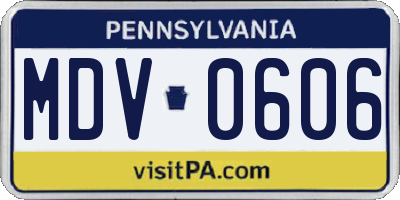 PA license plate MDV0606