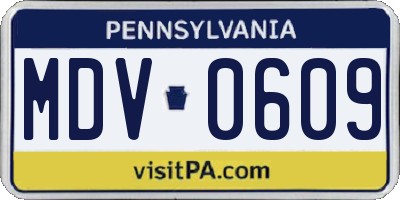 PA license plate MDV0609
