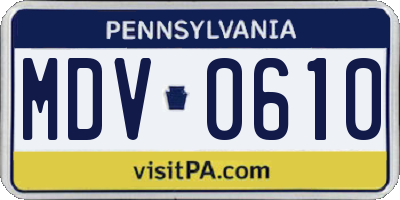 PA license plate MDV0610