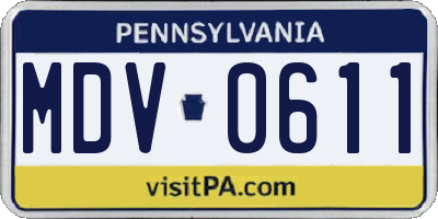 PA license plate MDV0611