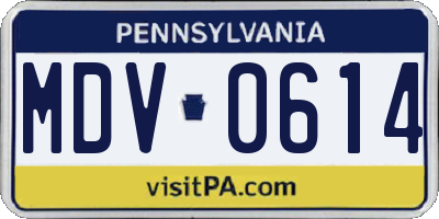 PA license plate MDV0614