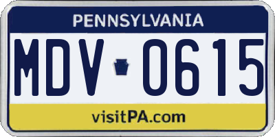 PA license plate MDV0615