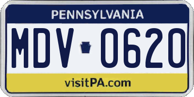 PA license plate MDV0620