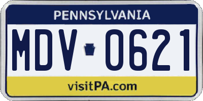 PA license plate MDV0621