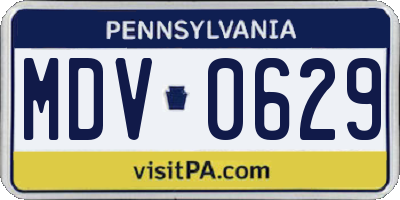 PA license plate MDV0629