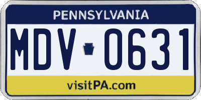 PA license plate MDV0631