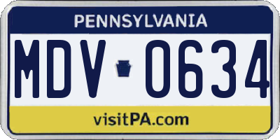 PA license plate MDV0634