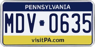PA license plate MDV0635