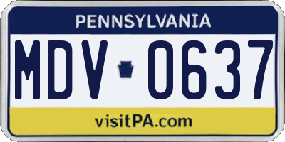 PA license plate MDV0637