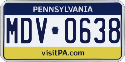 PA license plate MDV0638