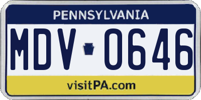 PA license plate MDV0646