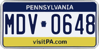 PA license plate MDV0648