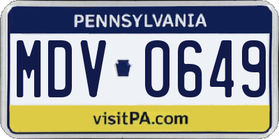 PA license plate MDV0649
