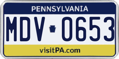 PA license plate MDV0653
