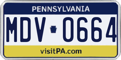 PA license plate MDV0664
