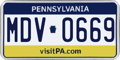 PA license plate MDV0669