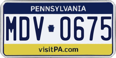 PA license plate MDV0675