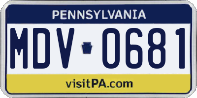 PA license plate MDV0681