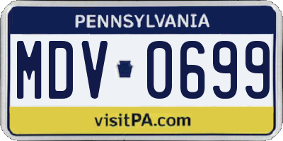 PA license plate MDV0699