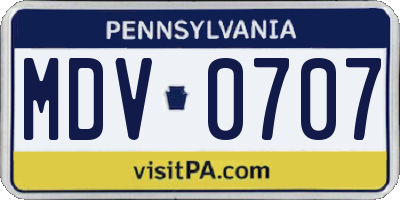 PA license plate MDV0707
