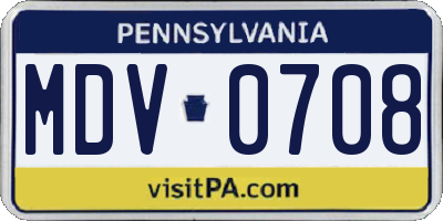 PA license plate MDV0708