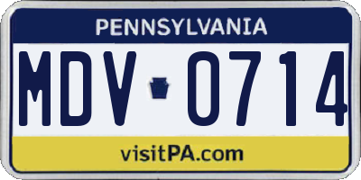PA license plate MDV0714