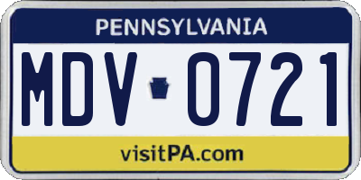 PA license plate MDV0721
