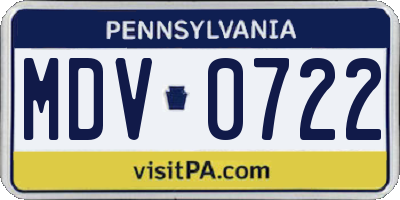 PA license plate MDV0722