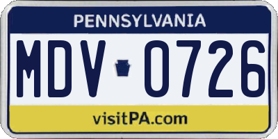 PA license plate MDV0726