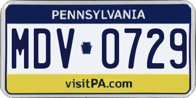 PA license plate MDV0729