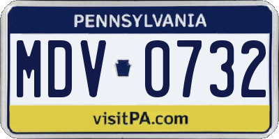 PA license plate MDV0732