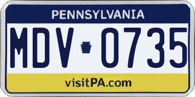 PA license plate MDV0735
