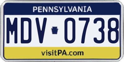 PA license plate MDV0738
