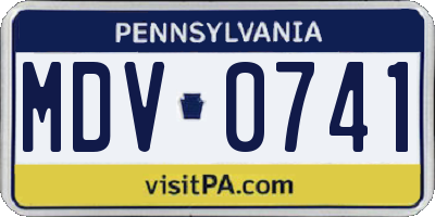 PA license plate MDV0741