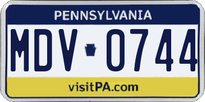 PA license plate MDV0744