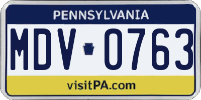 PA license plate MDV0763