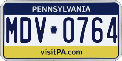 PA license plate MDV0764