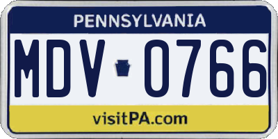 PA license plate MDV0766