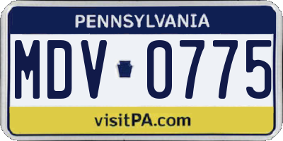PA license plate MDV0775