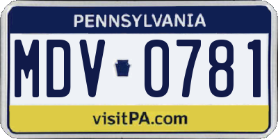 PA license plate MDV0781